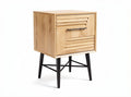 Wooden nightstand with one drawer and black metal legs 40 x 40 x 50cm