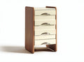 Five-drawer storage cabinet in cream and wood finish 40 x 30 x 80cm