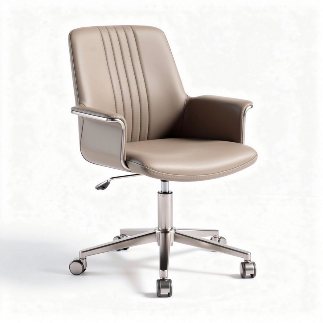 Leather swivel office chair with adjustable height and caster wheels 60 x 60 x 90cm