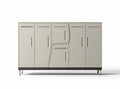 Modern minimalist storage cabinet with unique door design in beige 150 x 40 x 80cm