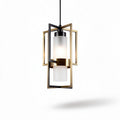Modern hanging pendant light with frosted glass and metal frame 20 x 20 x 40cm