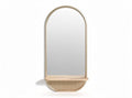 Arched mirror with wooden shelf and slatted design 80 x 40 x 120cm