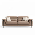 Leather three-seater sofa with removable cushions in light brown 200 x 85 x 90cm