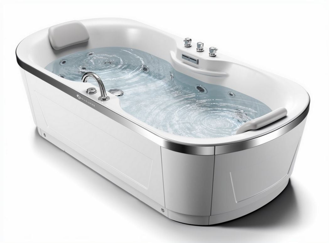 Luxury acrylic freestanding bathtub with whirlpool jets 170 x 80 x 60cm