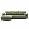 Green fabric sectional sofa with modern design and silver legs 230 x 150 x 85cm