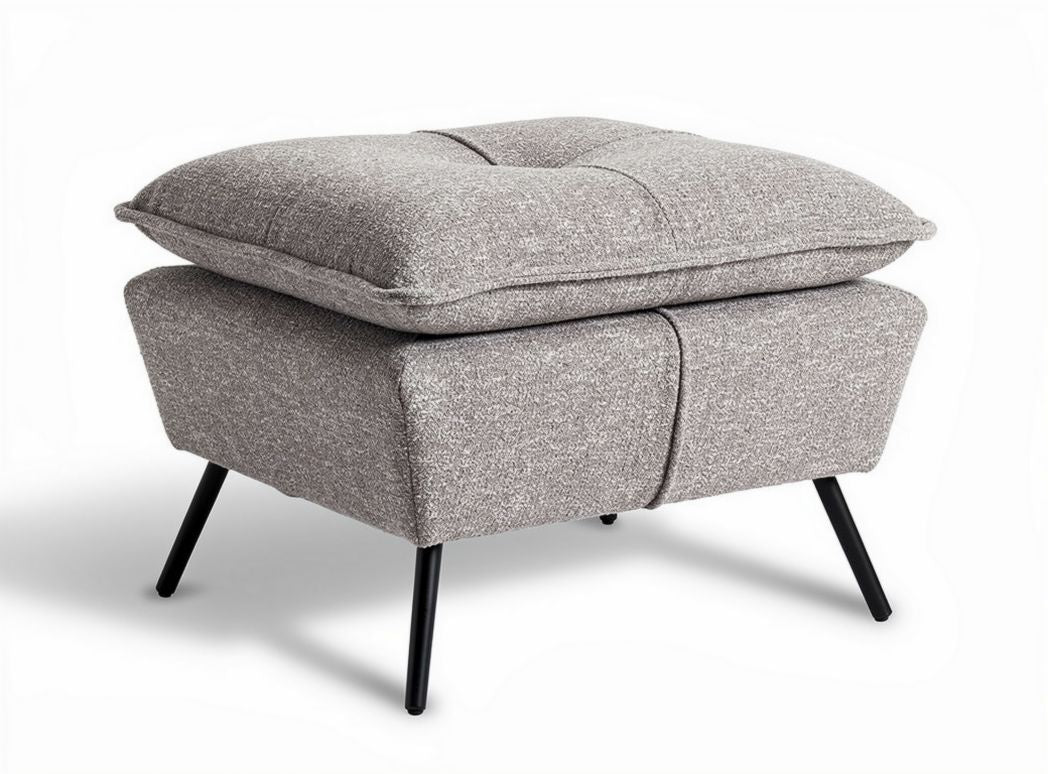 Fabric upholstered ottoman in gray with decorative tufting 40 x 40 x 35cm
