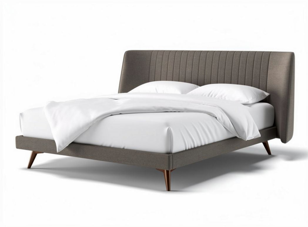 Upholstered bed frame with tufted headboard in grey size 200 x 160 x 90cm